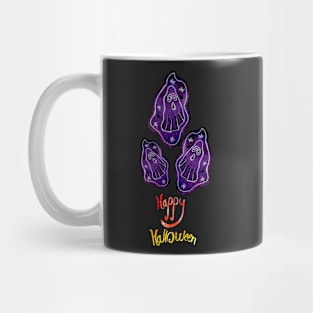 Hand Lettered Happy Halloween and Ghosts Mug